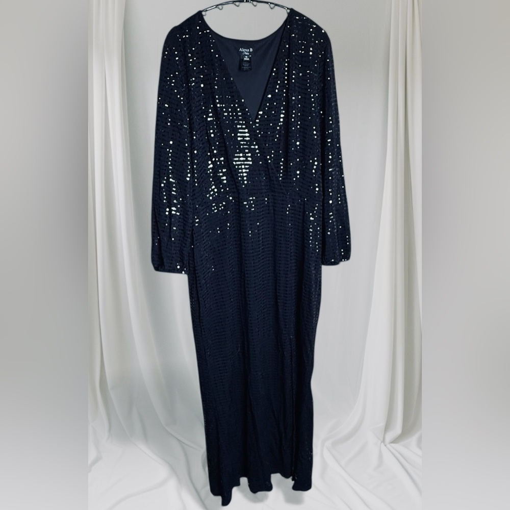 Alexa B Nites Elegant Black Sequin Dress - Picture 2 of 6